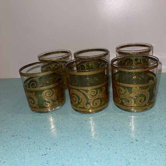 Culver Vintage Glass Tumblers Mid Century Set of 6 Toledo 22k Gold - Picture 8 of 10